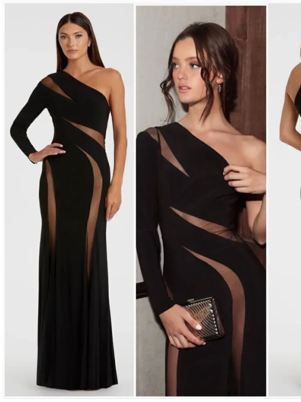 MAC DUGGAL 11311 BLACK JERSEY ONE SHOULDER ILLUSIONS CUTOUT GOWN sz 4